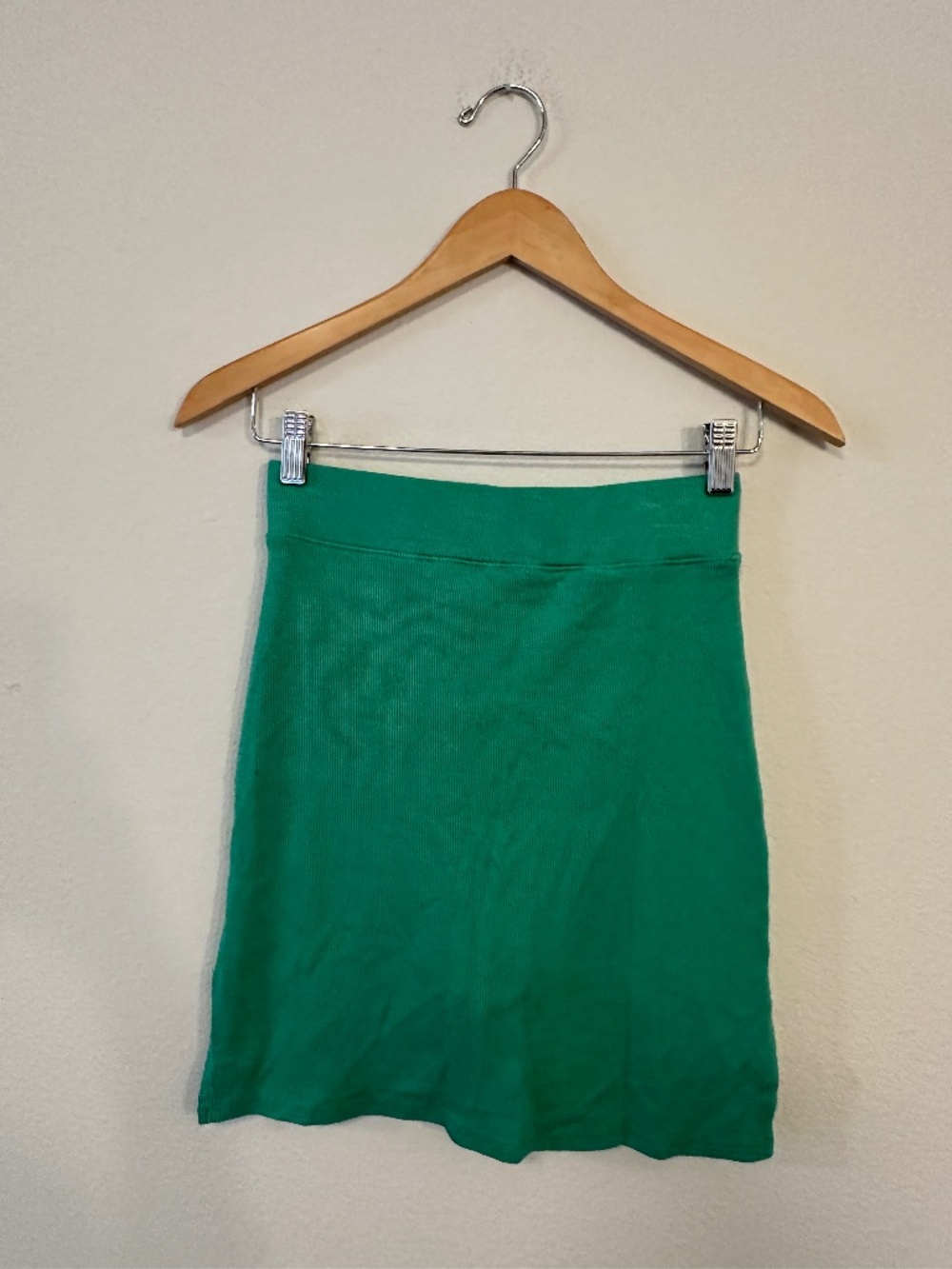 Stateside Green Ribbed Side Slit Mini Skirt Women’s Small Made in USA